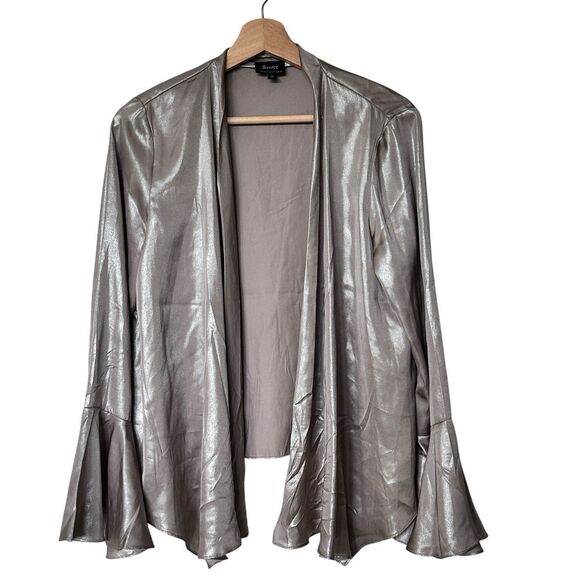 bardot Tops - Bardot Aritzia Satin Gray Lightweight open front drapery blouse top size S